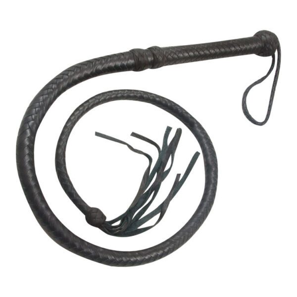 Black cowhide leather bullwhip