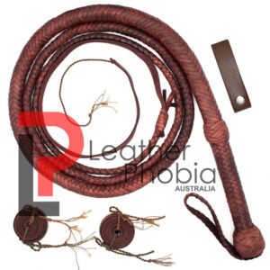 Brown Double Belly Leather Bullwhip 