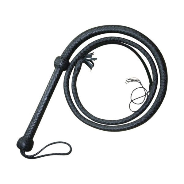 Black Leather cowhide bullwhip