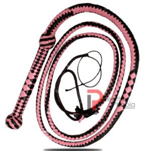 Cowhide Pink and Black Snake Whip