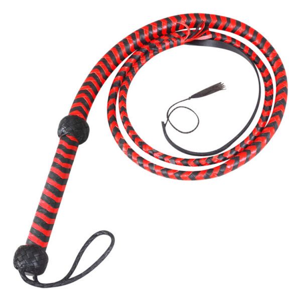 Cowhide Leather red and black Bullwhip