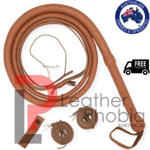 Brown Cowhide Leather Bull Whip