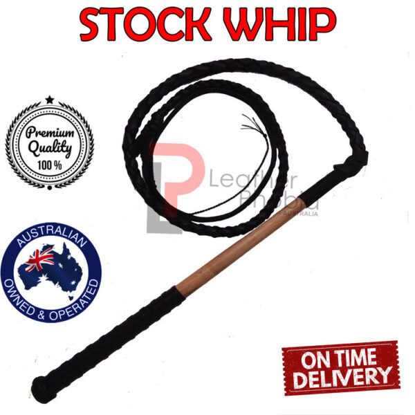 Genuine Leather BLACK Stock Whip