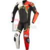 Men' Leather Motorcycle Riding Suit, Black/White/Red/Yellow, 54 front image full