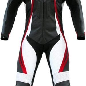 Men's Fashion Real Leather Motorbike Racing Suite Black,XS-5XL front image2