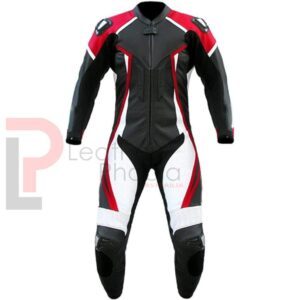 Men's Fashion Real Leather Motorbike Racing Suite Black,XS-5XL front image1