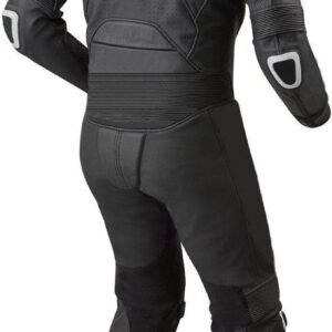 Men's Fashion Motorbike Real Leather One Piece Suit with Armor Protection Black XS-5XL back image full