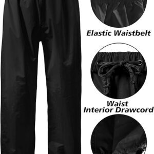 Leather Phobia Motorcycle Rain Suit for Men Women Waterproof Jacket and Pants with High Visibility Reflective Tape pants mage with details