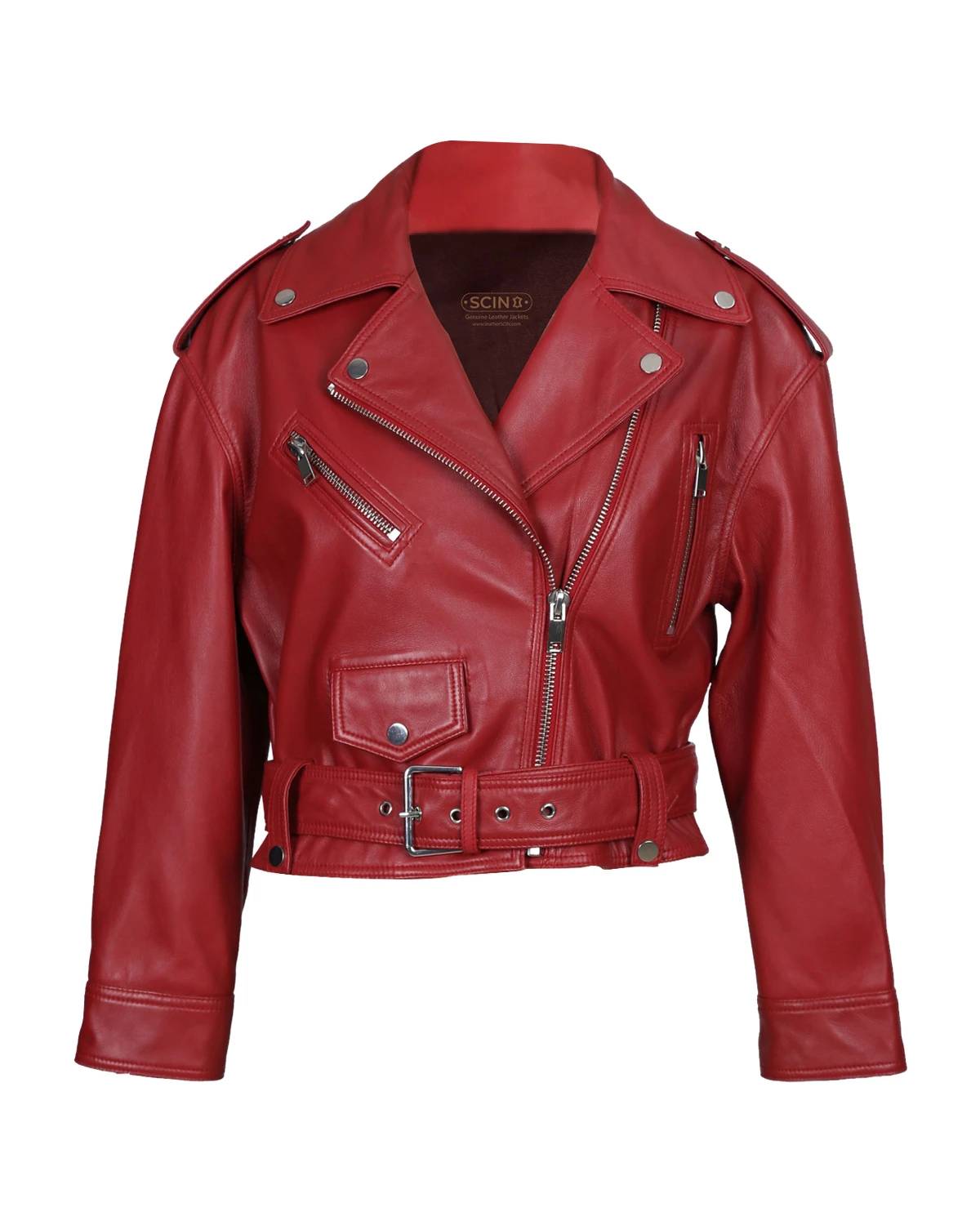 Women's Short Red Biker jacket