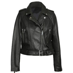 Notch collar Biker Leather Jacket