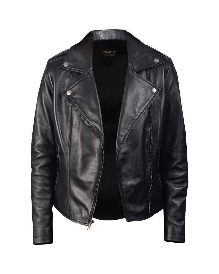 Notch collar Biker Leather Jacket