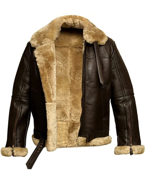 Men's Brown Fur Shearling Leather Jacket