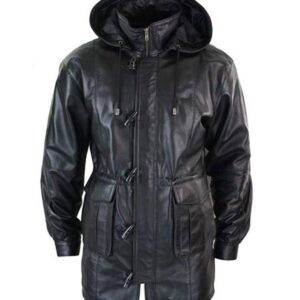 Men's Detachable Hooded 3/4 Long Black Duffle Coat