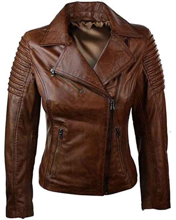 Women's Brown Brando Biker Jacket