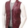 Men's Distressed Leather Vest Jacket