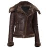 Fur Shearling Stylish Brown Biker Jacket