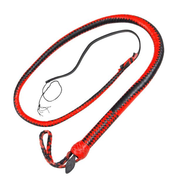 Red and black heavy duty bullwhip