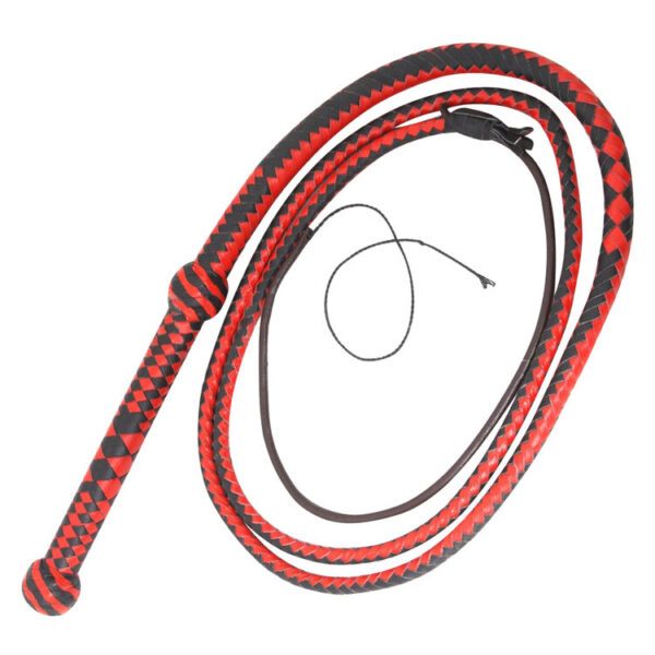 Cowhide Leather red and black bullwhip