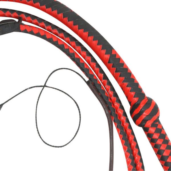 Cowhide Leather red and black bullwhip