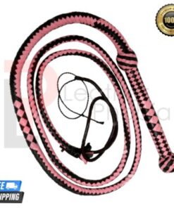 Cowhide Pink and Black Snake Whip