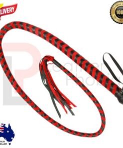Cowhide Leather red and black bullwhip
