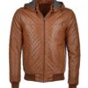 Quilted Detachable Hooded Bomber Jacket